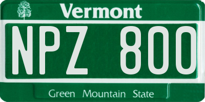 VT license plate NPZ800
