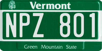 VT license plate NPZ801