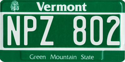 VT license plate NPZ802