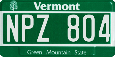 VT license plate NPZ804