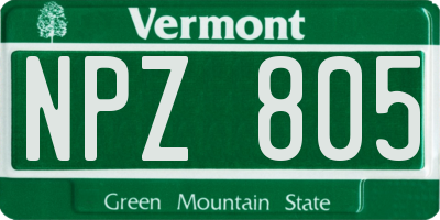 VT license plate NPZ805