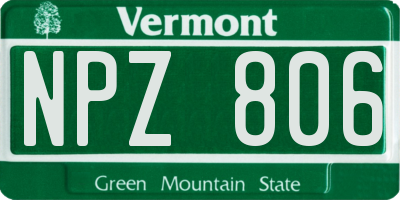 VT license plate NPZ806