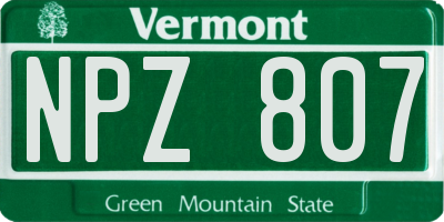 VT license plate NPZ807