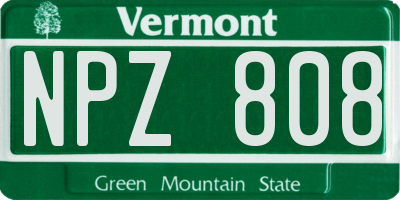 VT license plate NPZ808