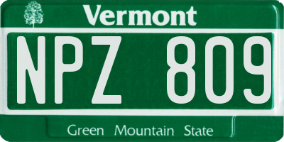 VT license plate NPZ809