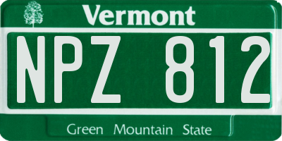 VT license plate NPZ812