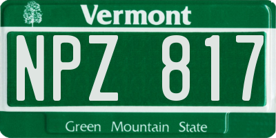 VT license plate NPZ817