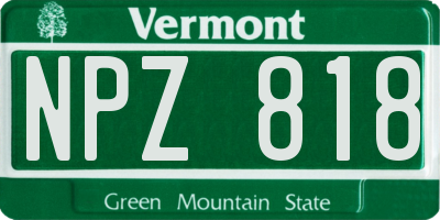 VT license plate NPZ818