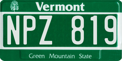 VT license plate NPZ819