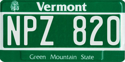 VT license plate NPZ820