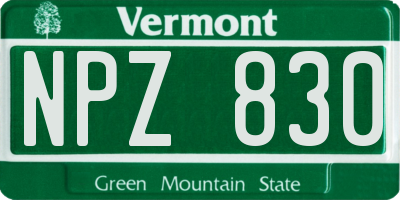 VT license plate NPZ830
