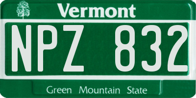 VT license plate NPZ832