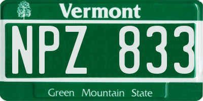 VT license plate NPZ833