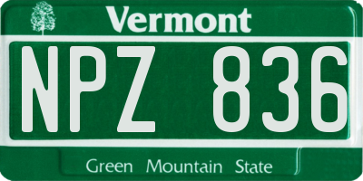 VT license plate NPZ836