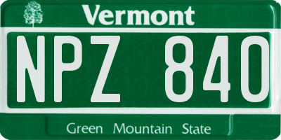 VT license plate NPZ840
