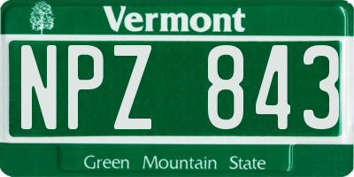 VT license plate NPZ843