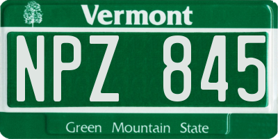 VT license plate NPZ845