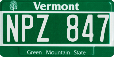 VT license plate NPZ847
