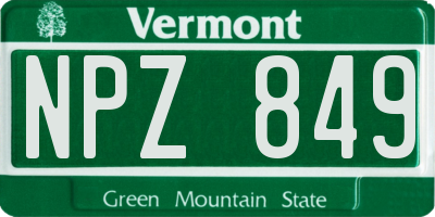 VT license plate NPZ849