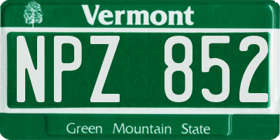 VT license plate NPZ852