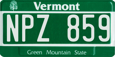 VT license plate NPZ859