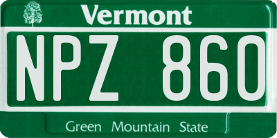 VT license plate NPZ860