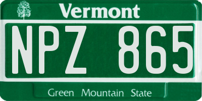 VT license plate NPZ865