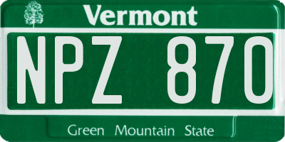 VT license plate NPZ870