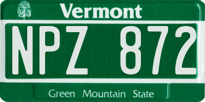 VT license plate NPZ872