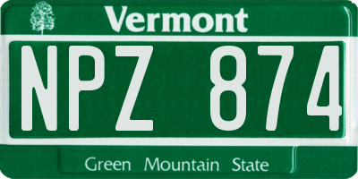 VT license plate NPZ874