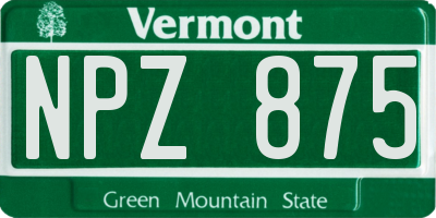 VT license plate NPZ875