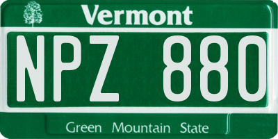 VT license plate NPZ880