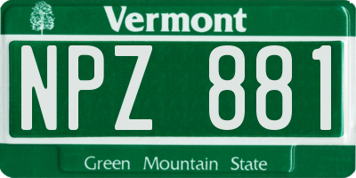 VT license plate NPZ881