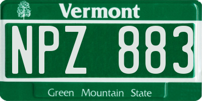 VT license plate NPZ883