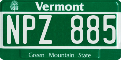 VT license plate NPZ885
