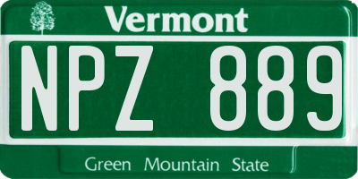 VT license plate NPZ889
