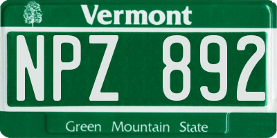 VT license plate NPZ892