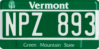 VT license plate NPZ893