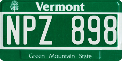 VT license plate NPZ898