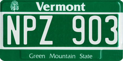 VT license plate NPZ903