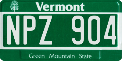 VT license plate NPZ904