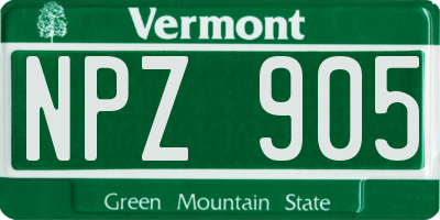 VT license plate NPZ905