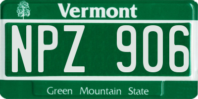 VT license plate NPZ906