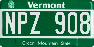 VT license plate NPZ908