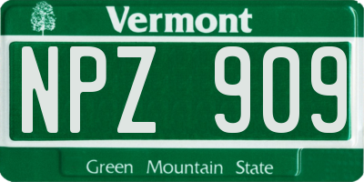 VT license plate NPZ909