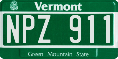 VT license plate NPZ911