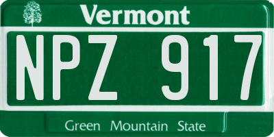 VT license plate NPZ917