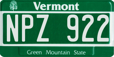 VT license plate NPZ922