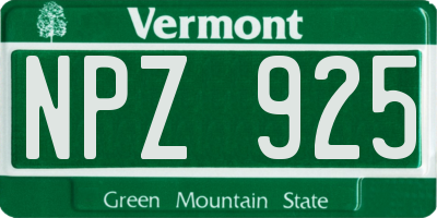 VT license plate NPZ925