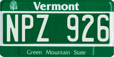 VT license plate NPZ926